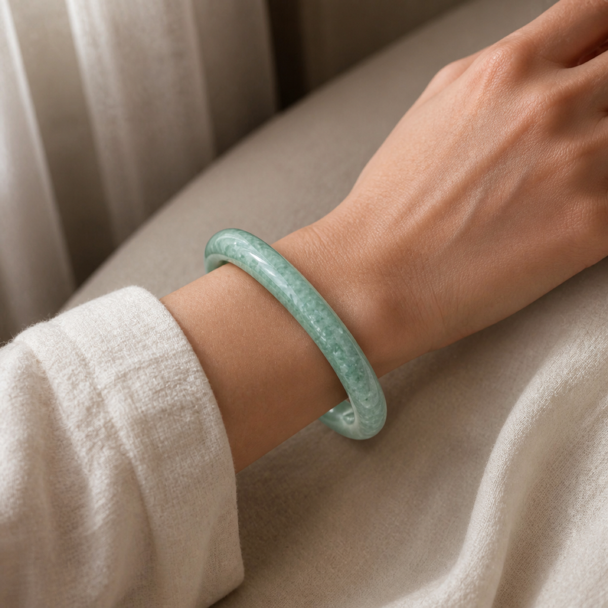 QI KIND Pale Green Bangle lifestyle image