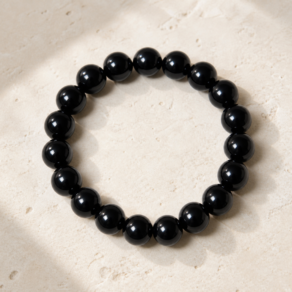 QI KIND Glossy Black Bead Bracelet main image