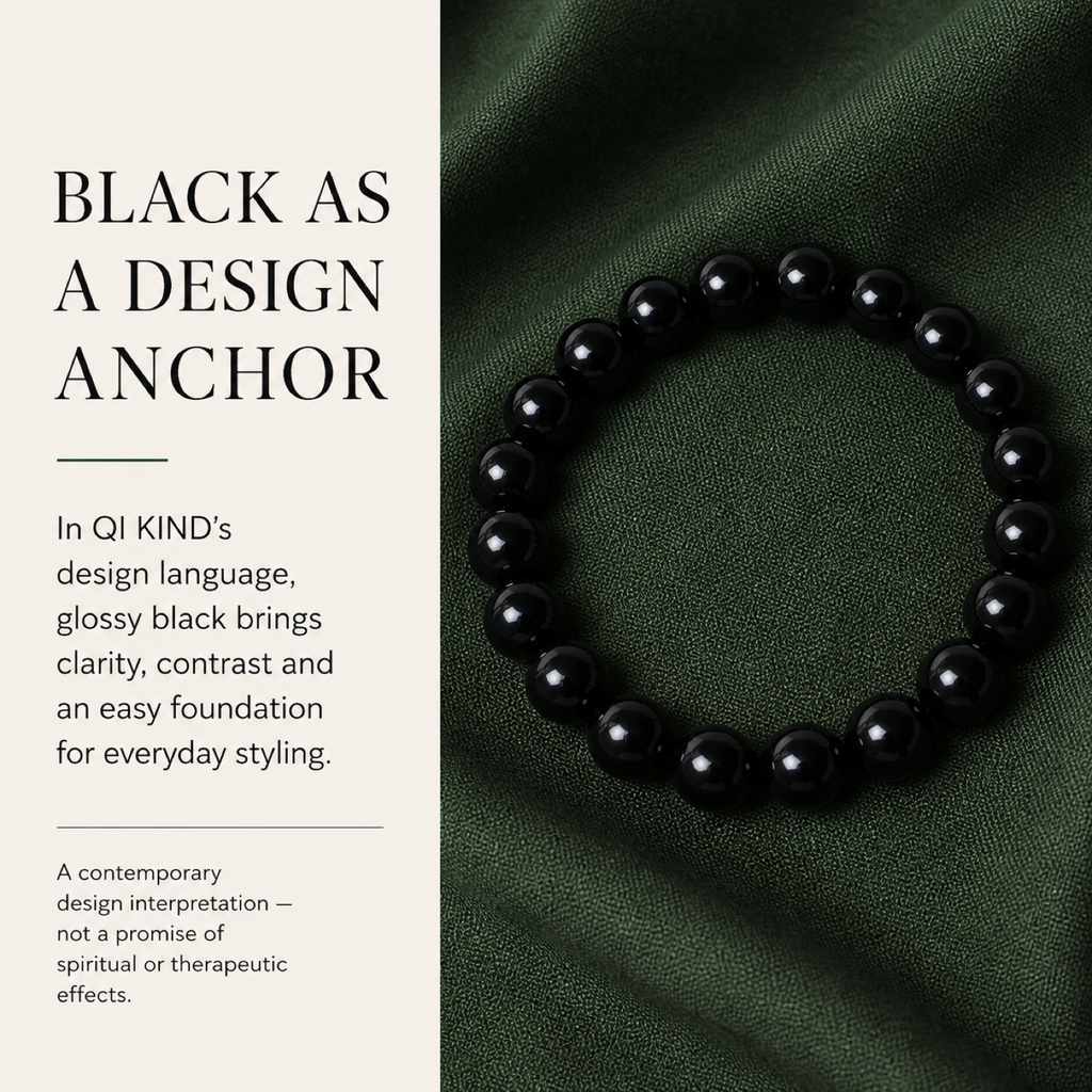 QI KIND Glossy Black Bead Bracelet story image