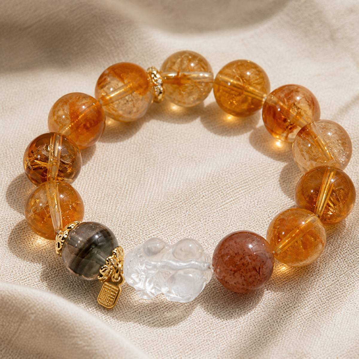 QI KIND Amber Inclusion Bead Bracelet detail image