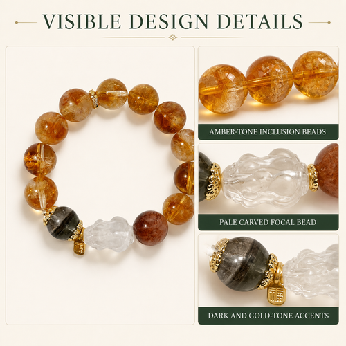 QI KIND Amber Inclusion Bead Bracelet features image