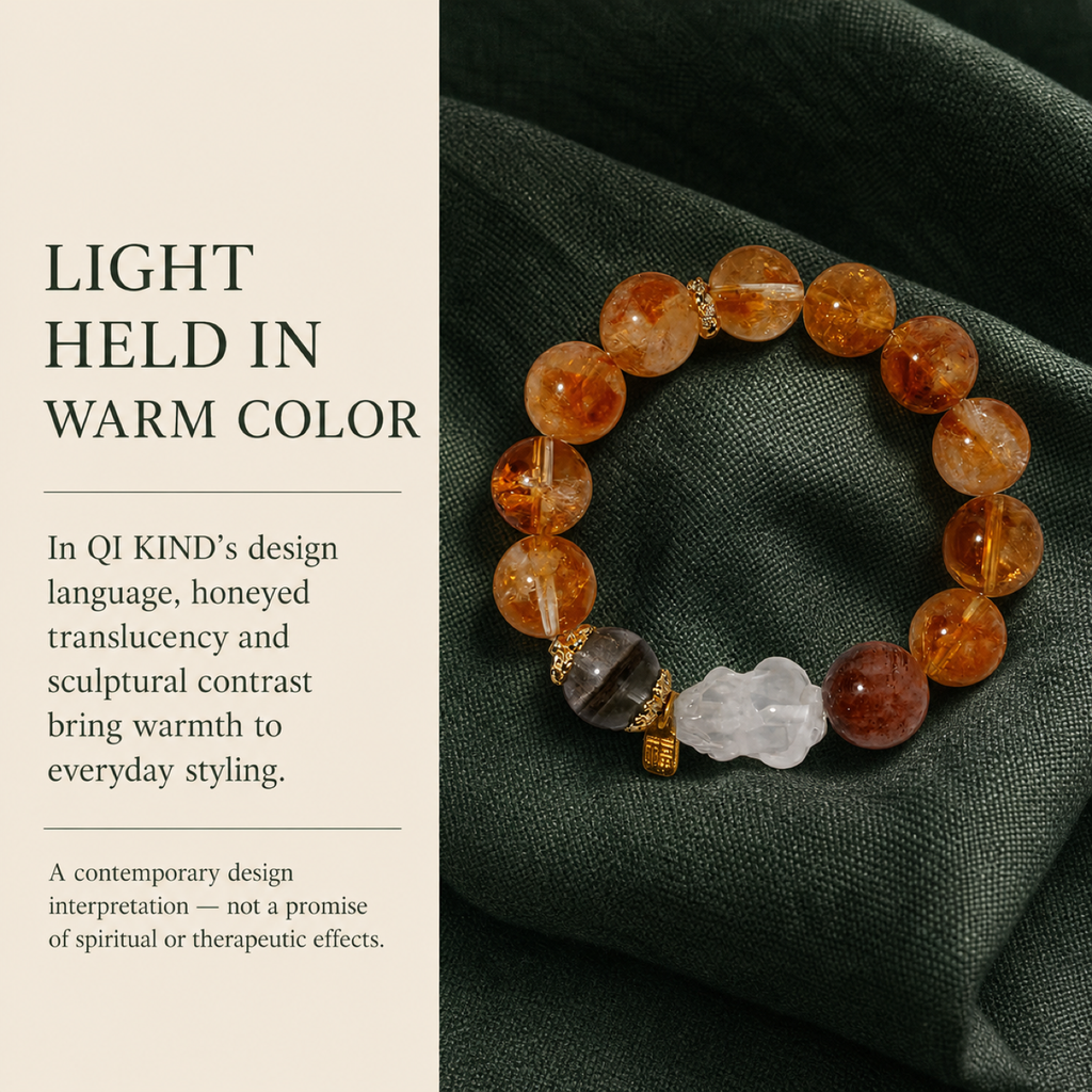QI KIND Amber Inclusion Bead Bracelet story image
