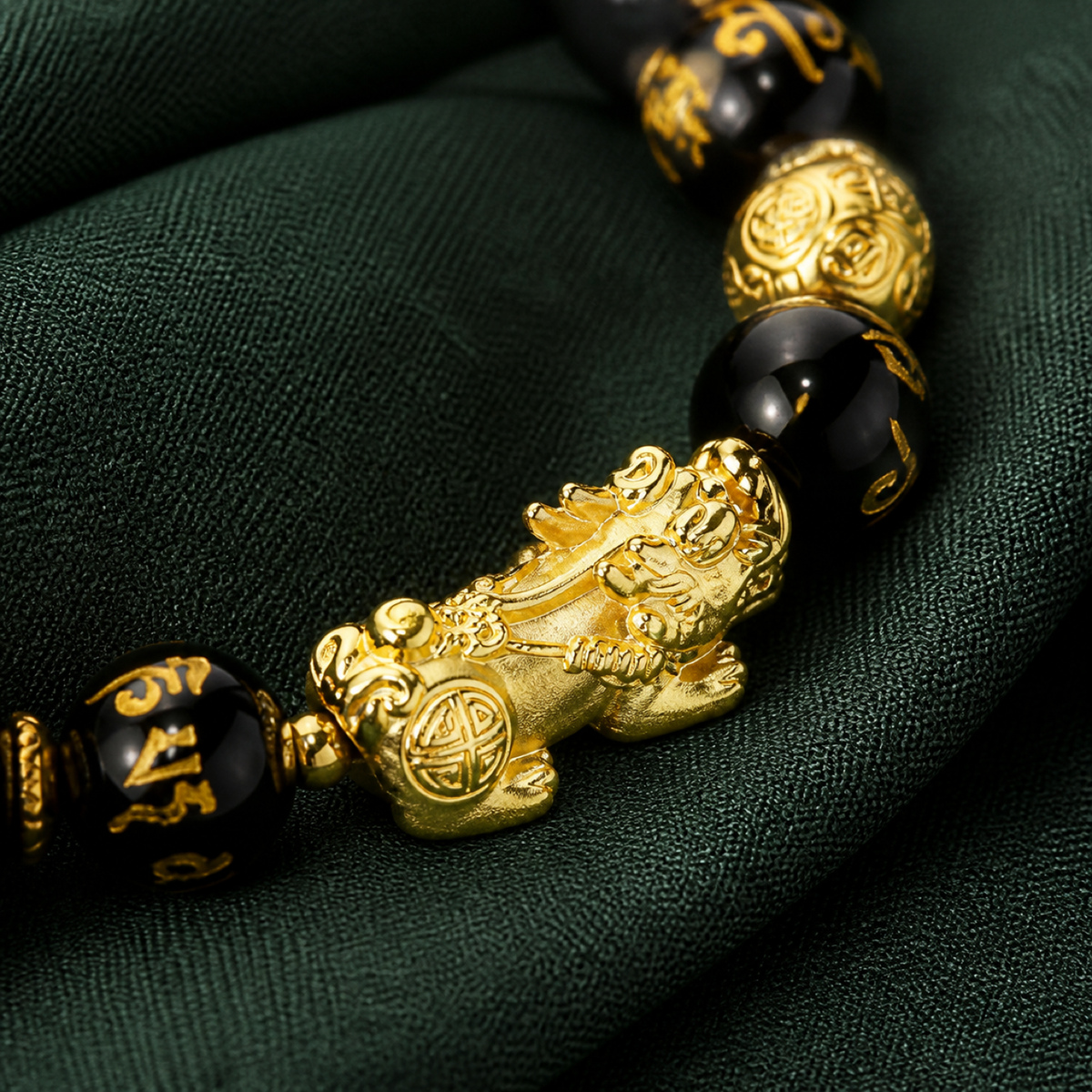 QI KIND Black & Gold Sculptural Bracelet detail image