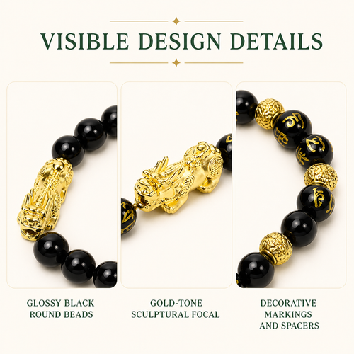 QI KIND Black & Gold Sculptural Bracelet features image