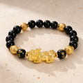 QI KIND Black & Gold Sculptural Bracelet main image