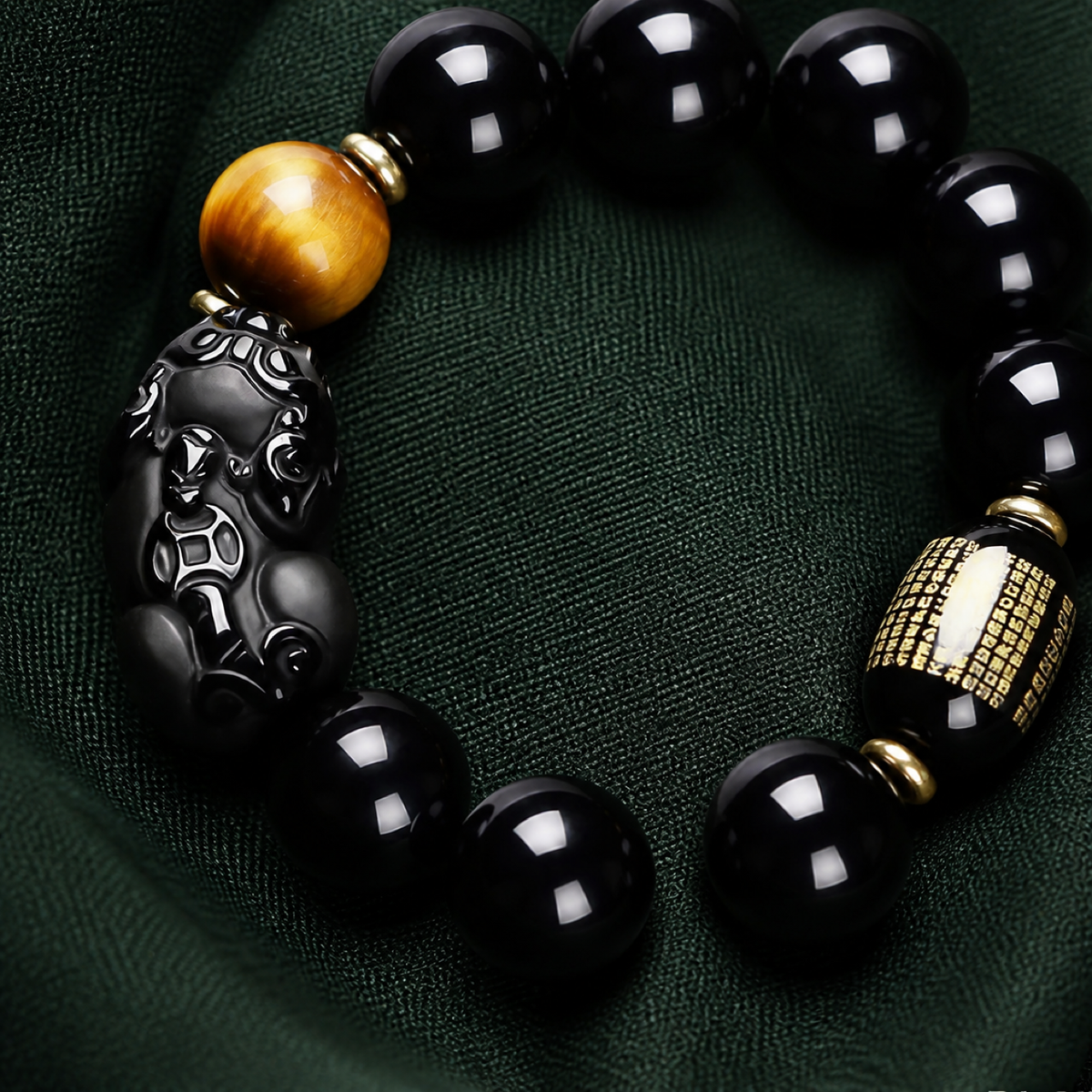 QI KIND Black Sculptural Bead Bracelet detail image
