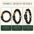 QI KIND Black Sculptural Bead Bracelet features image