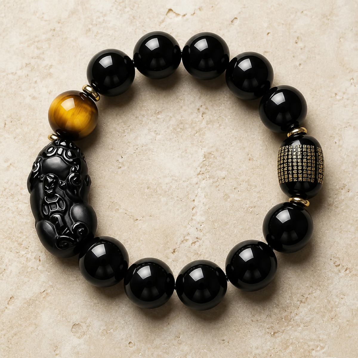 QI KIND Black Sculptural Bead Bracelet main image