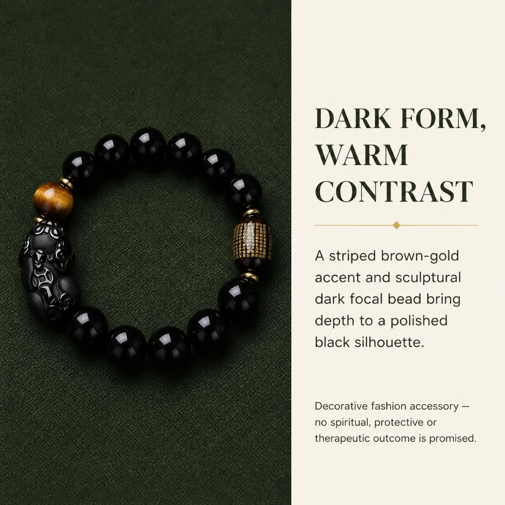 QI KIND Black Sculptural Bead Bracelet story image