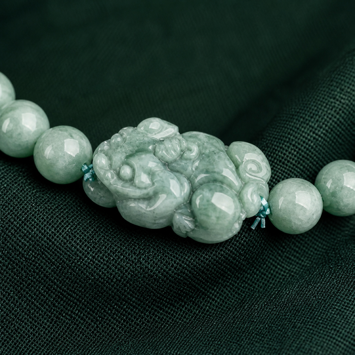 QI KIND Pale Green Sculptural Bead Bracelet detail image