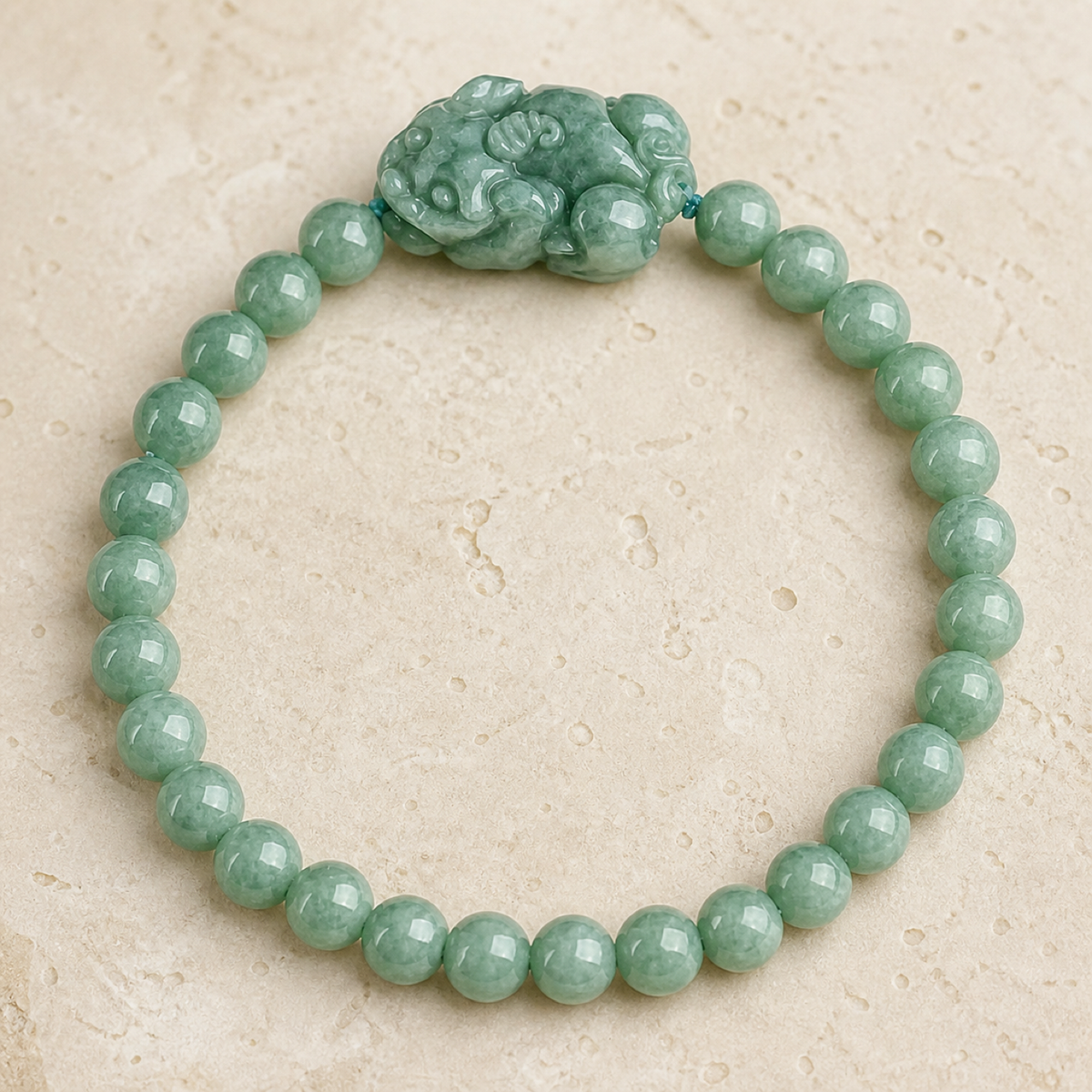 QI KIND Pale Green Sculptural Bead Bracelet main image