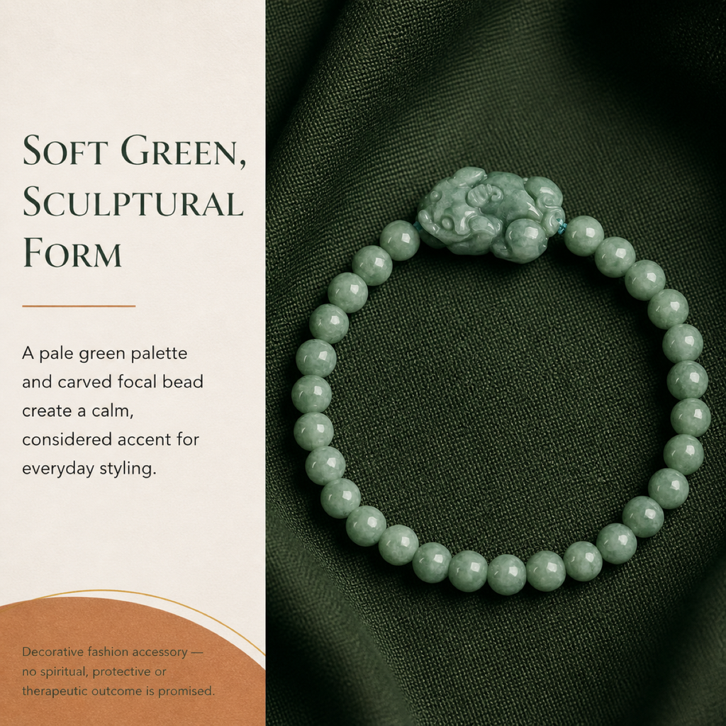 QI KIND Pale Green Sculptural Bead Bracelet story image