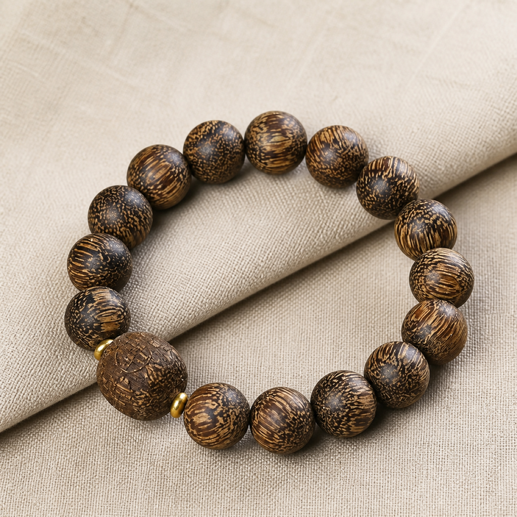 QI KIND Woodgrain Bead Bracelet detail image