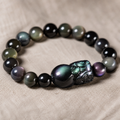 QI KIND Iridescent Dark Bead Bracelet detail image