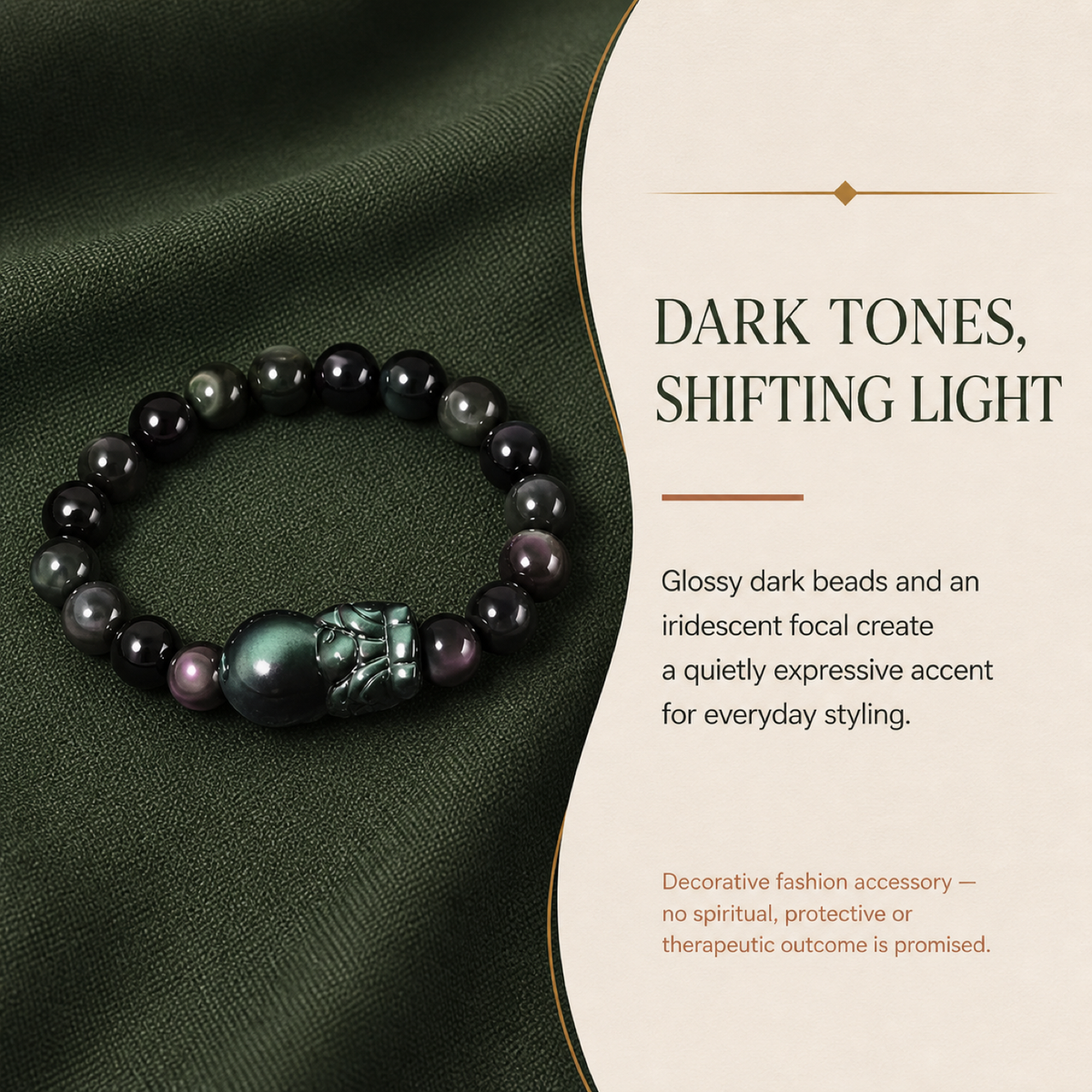 QI KIND Iridescent Dark Bead Bracelet story image