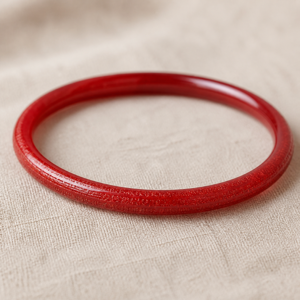 QI KIND Deep Red Etched Bangle detail image