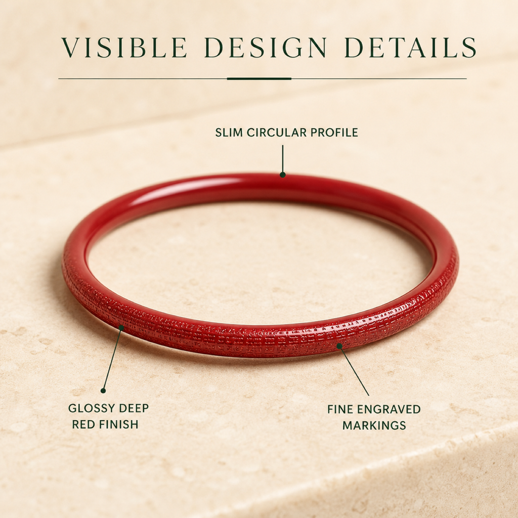 QI KIND Deep Red Etched Bangle features image