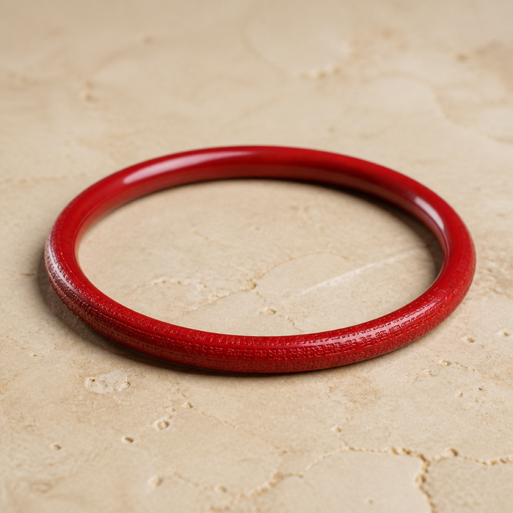 QI KIND Deep Red Etched Bangle main image