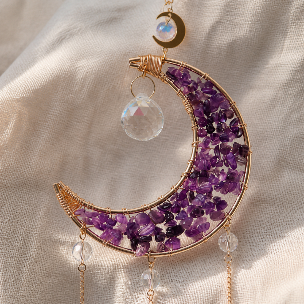 QI KIND Purple Crescent Window Ornament detail image