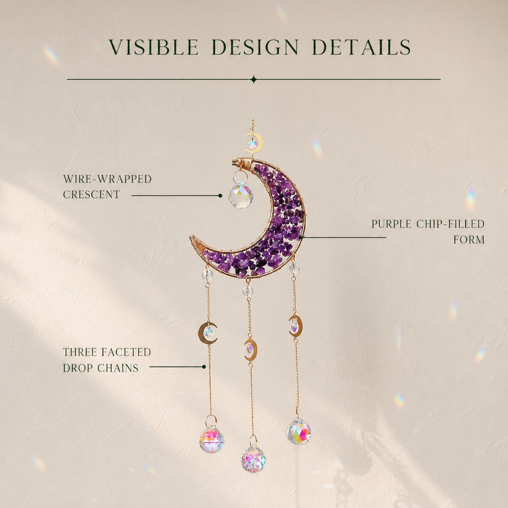 QI KIND Purple Crescent Window Ornament features image