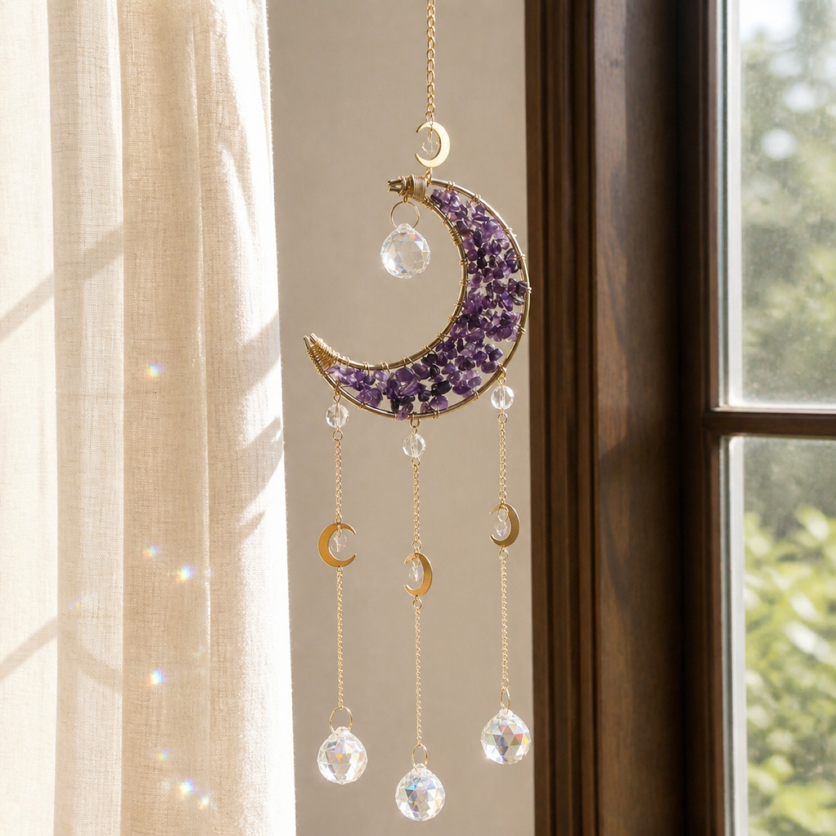 QI KIND Purple Crescent Window Ornament lifestyle image