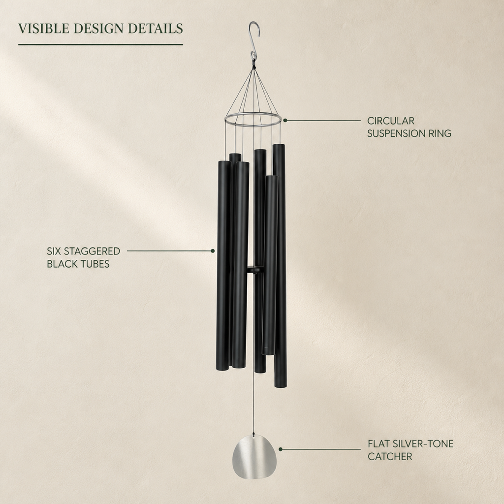 QI KIND Six-Tube Black Wind Chime features image