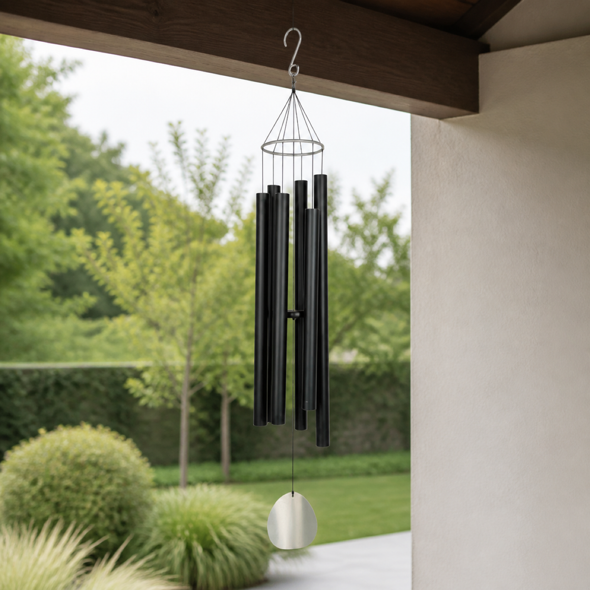 QI KIND Six-Tube Black Wind Chime lifestyle image