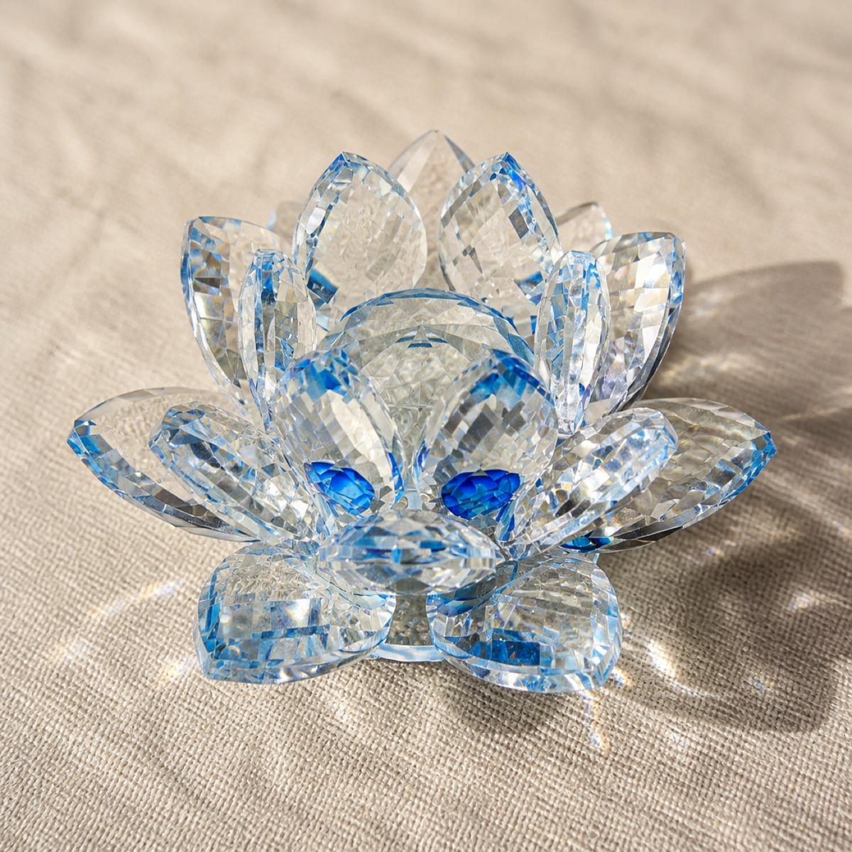 QI KIND Clear Faceted Lotus Ornament detail image