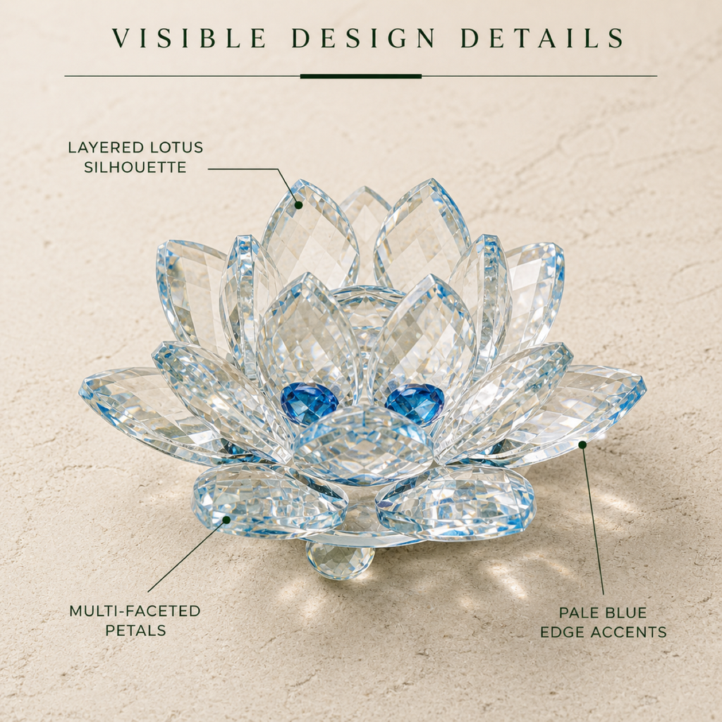 QI KIND Clear Faceted Lotus Ornament features image
