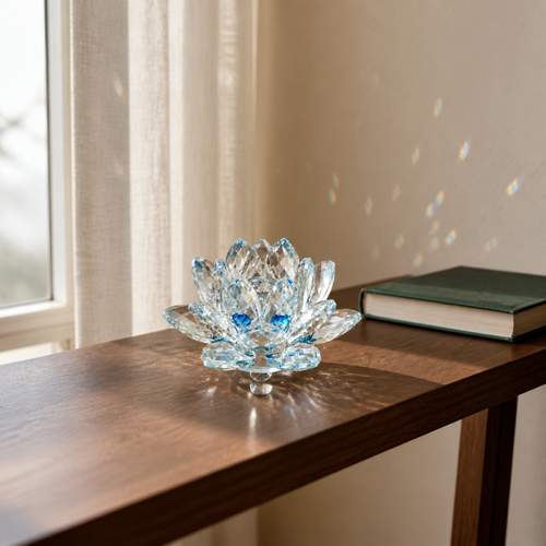 QI KIND Clear Faceted Lotus Ornament lifestyle image