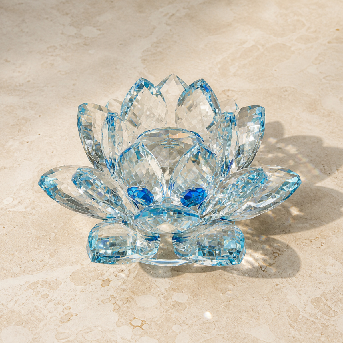 QI KIND Clear Faceted Lotus Ornament main image