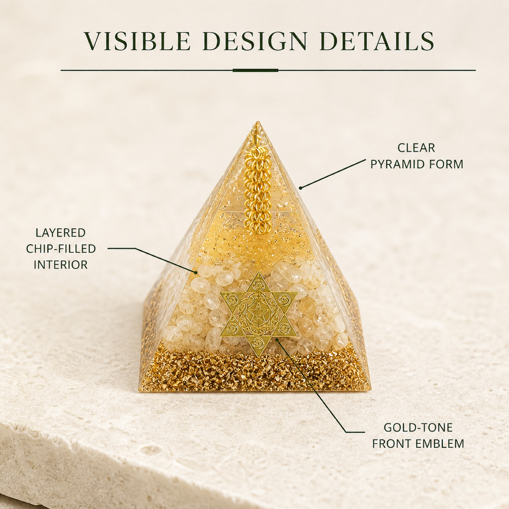 QI KIND Golden Chip-Filled Pyramid features image