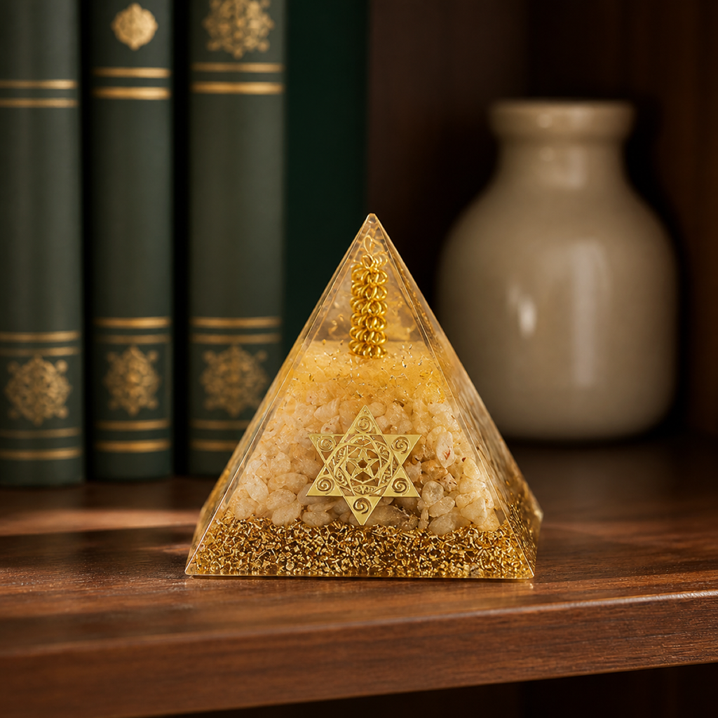 QI KIND Golden Chip-Filled Pyramid lifestyle image