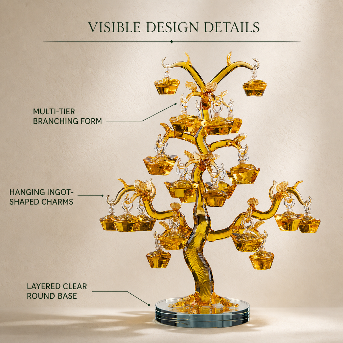 QI KIND Large Amber-Gold Hanging Ingot Tree features image