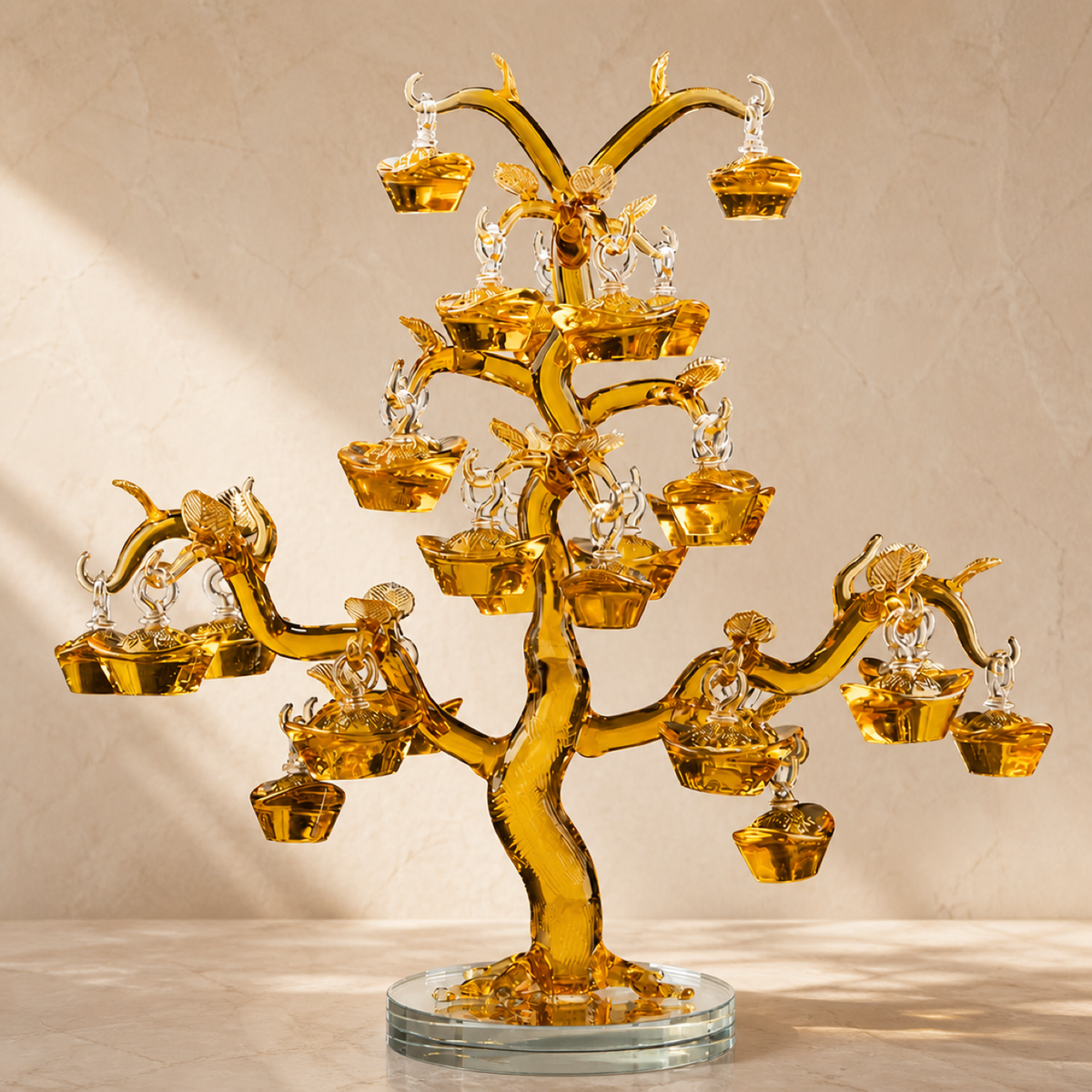 QI KIND Large Amber-Gold Hanging Ingot Tree main image