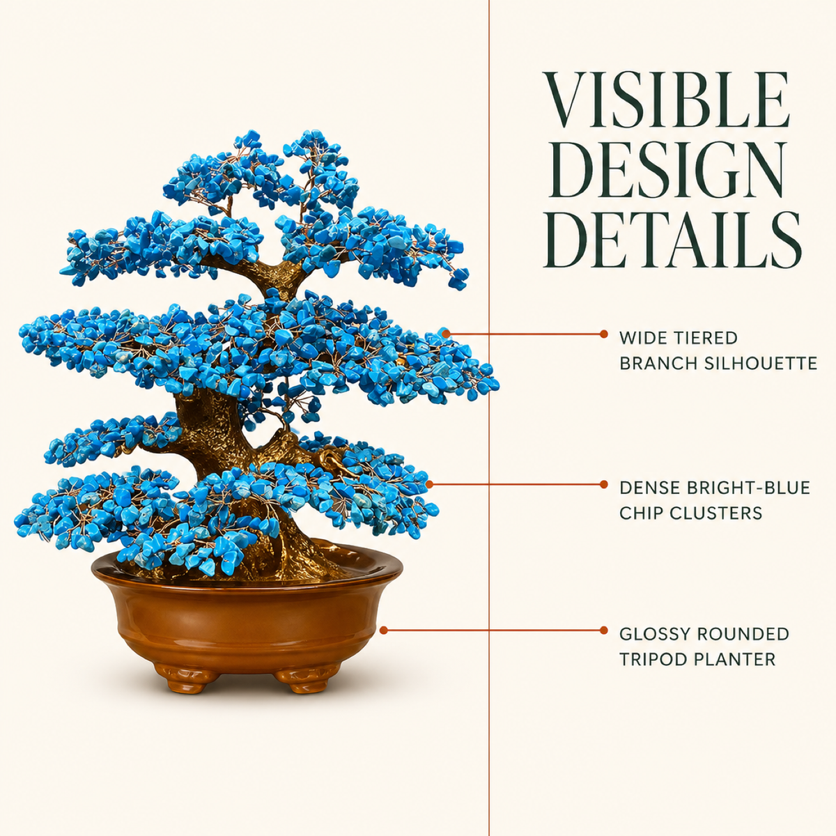QI KIND Bright Blue Chip Bonsai Ornament features image