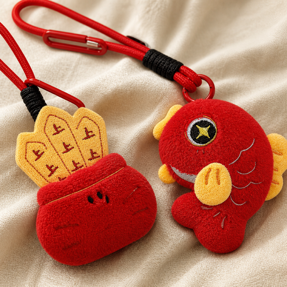 QI KIND Red Plush Charm Keychain Set detail image