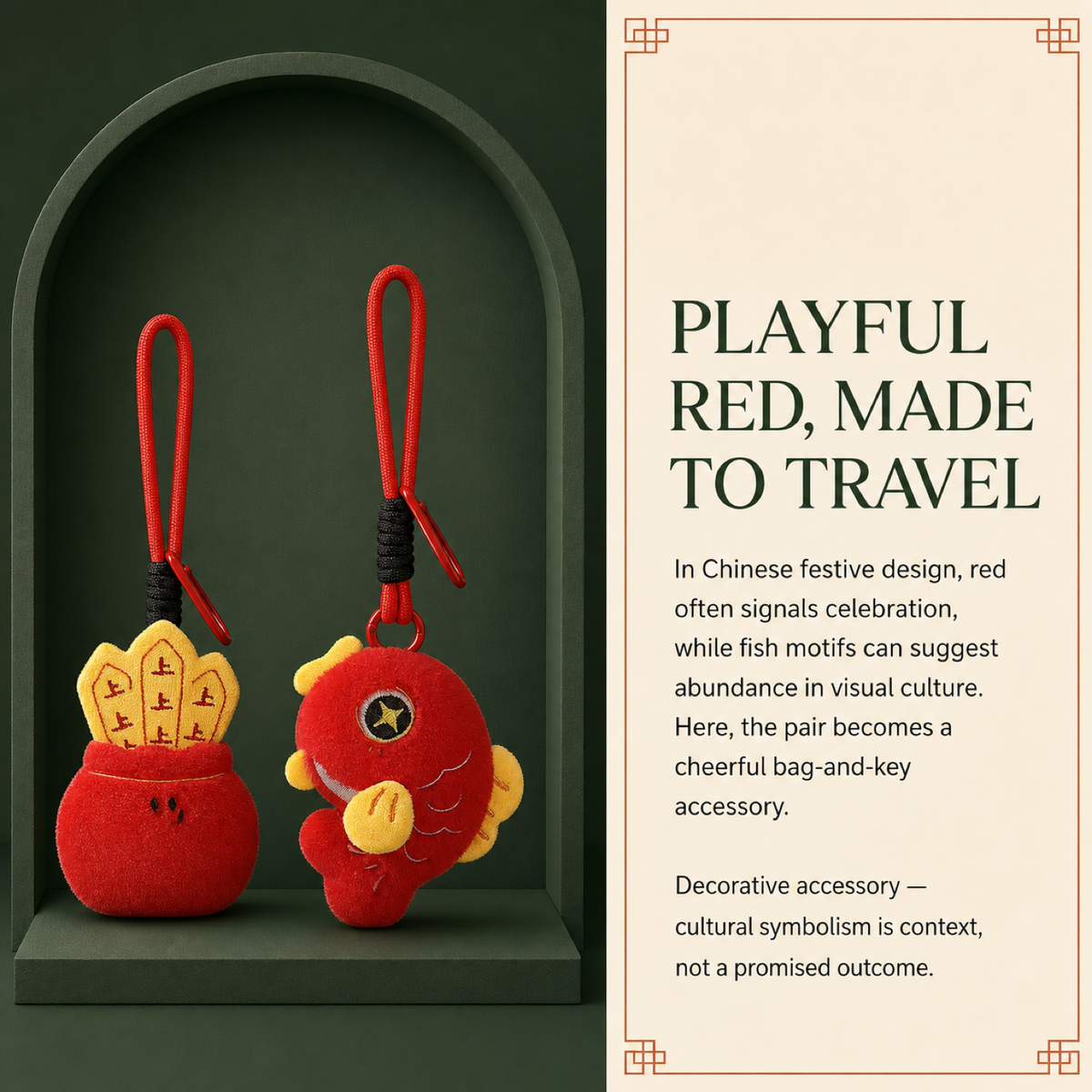 QI KIND Red Plush Charm Keychain Set story image