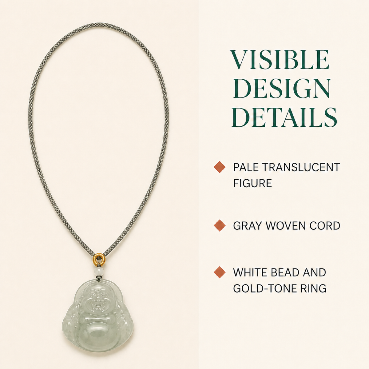 QI KIND Pale Green Smiling Figure Pendant features image