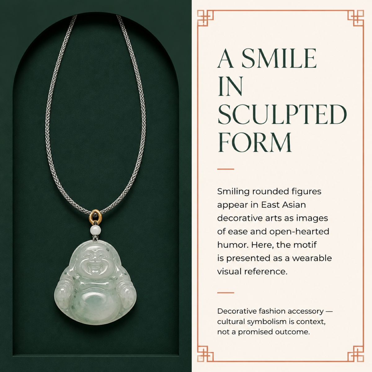 QI KIND Pale Green Smiling Figure Pendant story image