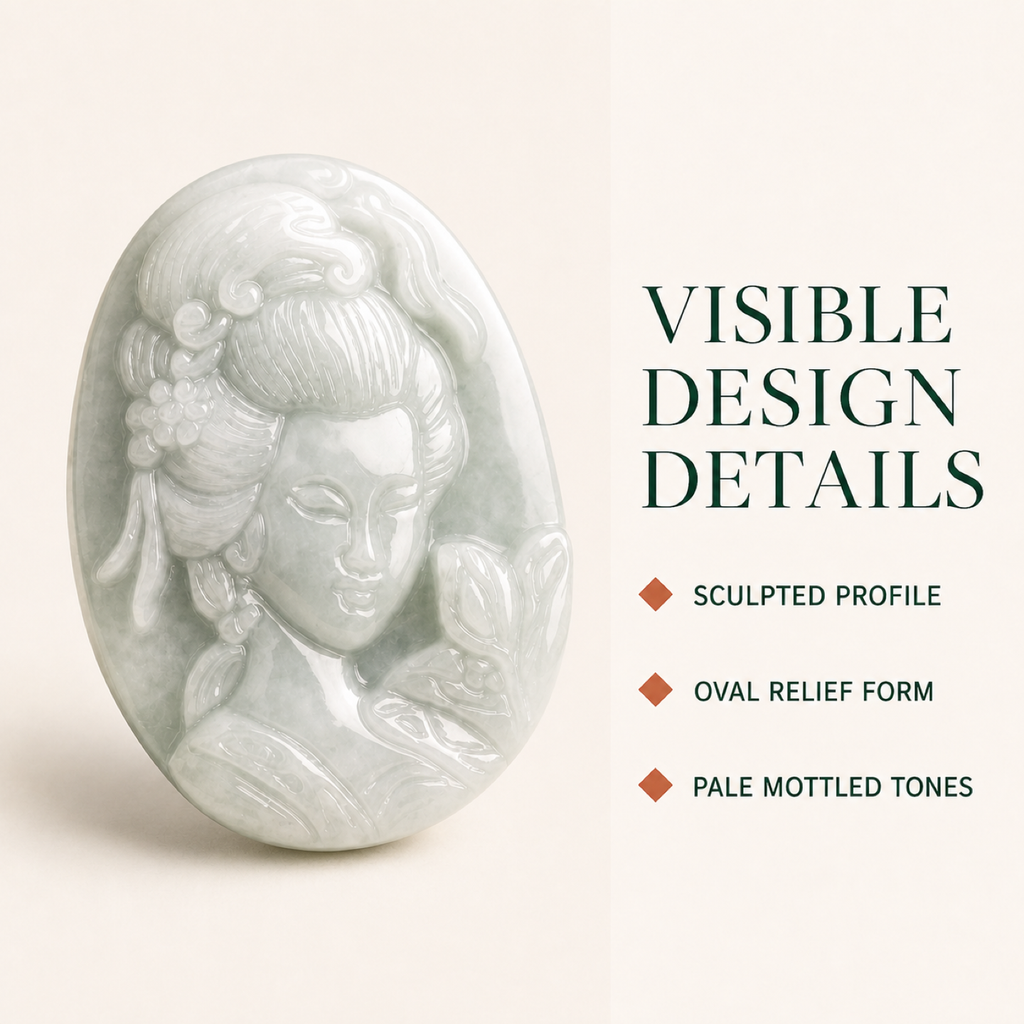 QI KIND Pale Green Relief Figure Pendant features image