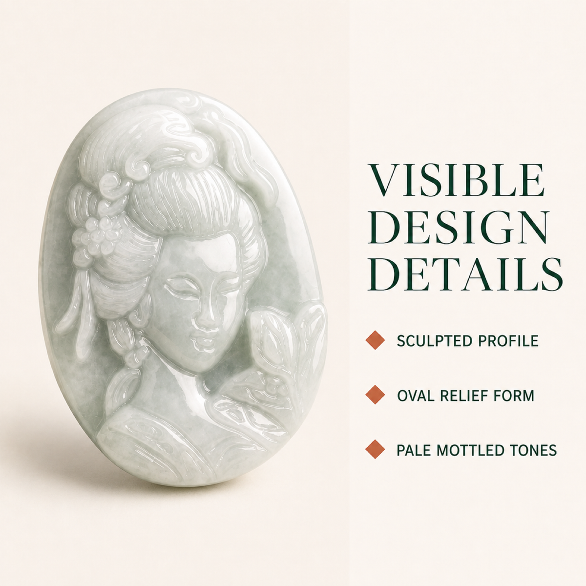QI KIND Pale Green Relief Figure Pendant features image